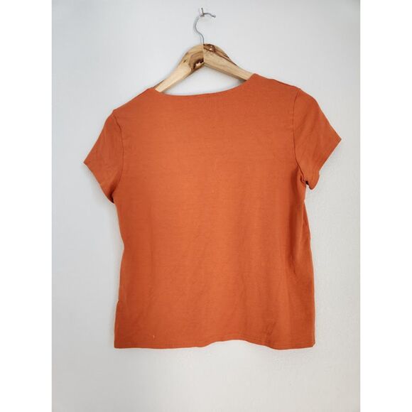 Eileen Fisher Orange Short Sleeve Stretch Tee | Size S - Picture 5 of 9